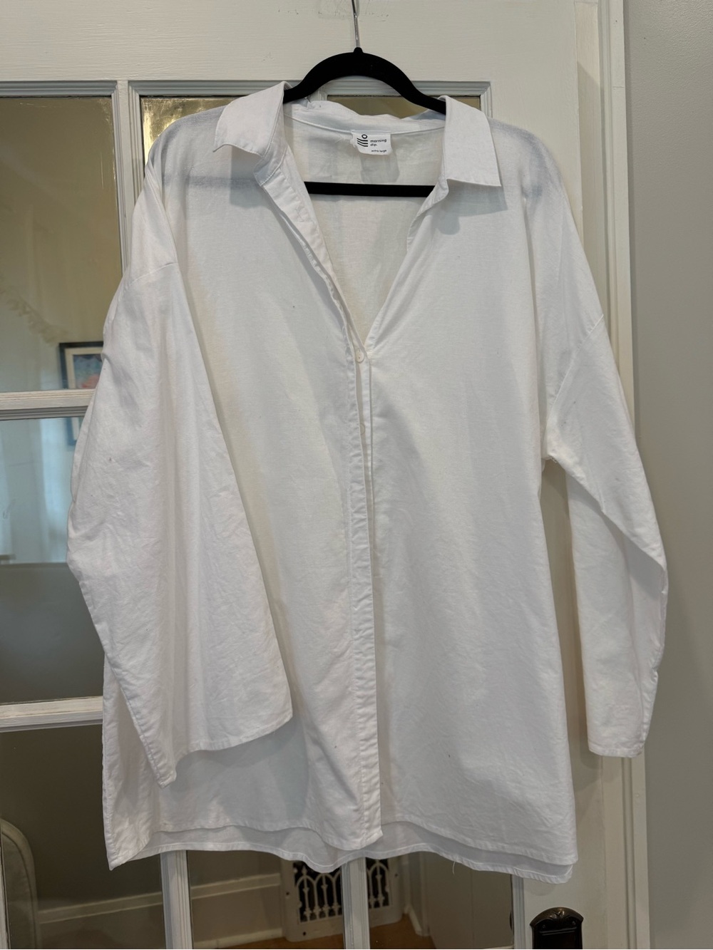 White Oversized Button Linen Tunic
